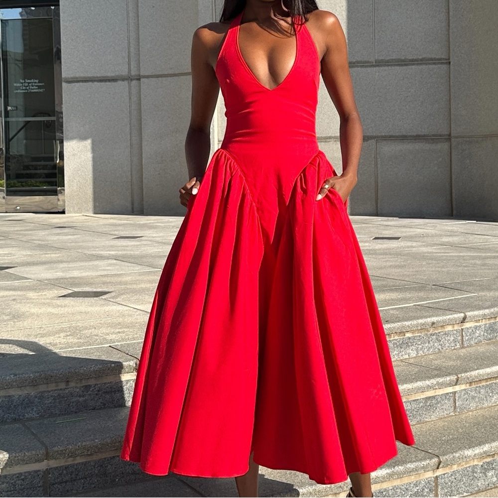 House of CB Red Halter Dress